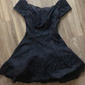 Black lace vintage dress off shoulder Cheryl Kaye